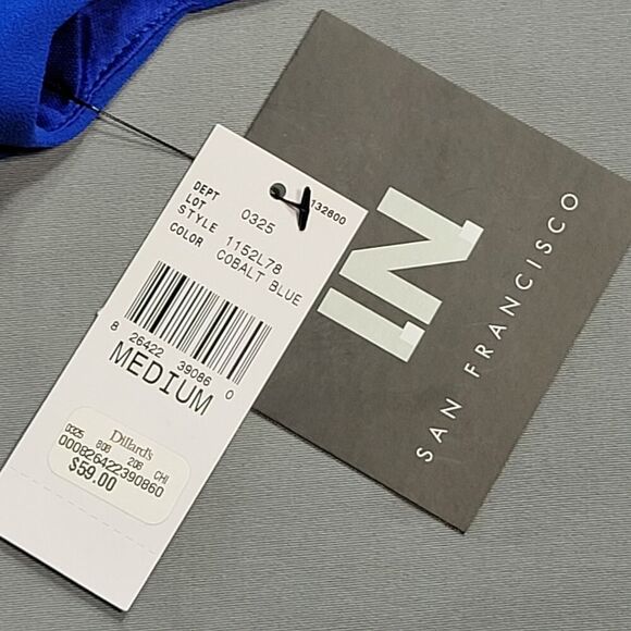 IN Blue Cobalt Mini Dress NEW $59 Sleeveless Sundress Pleated Scoop Women Size M - Picture 3 of 10